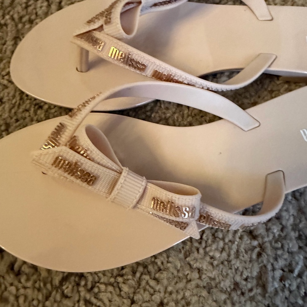 Melissa Women's Beige Sandals with Gold Accents